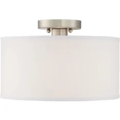 360 Lighting Adams Modern Ceiling Light Semi Flush Mount Fixtures 14" Wide Set Of 2 Brushed Nickel White Fabric Drum For Bedroom Kitchen Living Room -Lighting Specialty Store GUEST 6ebfa7dd 580c 45a6 a7a0 349bdd1cc33c
