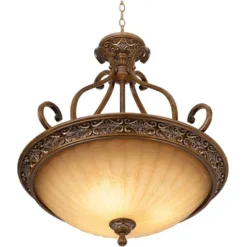 Kathy Ireland Sterling Estate Golden Bronze Pendant Chandelier 26 1/2" Wide Rustic Champagne Bowl Shade 3-Light Fixture For Dining Room Kitchen Island -Lighting Specialty Store GUEST 706706a2 27d1 4081 976d a8f40b5ff410