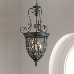 Franklin Iron Works French Scroll Rubbed Bronze Chandelier 22 1/2" Wide Rustic 9-Light Fixture For Dining Room House Kitchen Island Entryway Bedroom