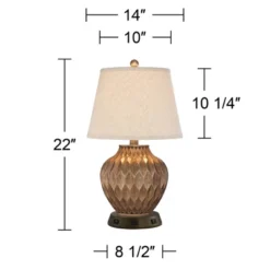 360 Lighting Accent Table Lamp With USB And AC Power Outlet Workstation Charging Base 22" High Warm Bronze Drum Shade Living Room Desk -Lighting Specialty Store GUEST 712f942a f32c 449b a263 981ffcb1cc43