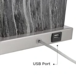 360 Lighting Connie Modern Table Lamps Set Of 2 With Black Marble Riser 25" High Black Faux Marble USB Charging Port White Rectangular Shade For Desk -Lighting Specialty Store GUEST 71589750 1e2d 47e9 a685 da6f3eb5bf29