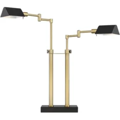 Possini Euro Design Keegan Modern Desk Lamp 24" High Warm Brass With Dual USB Charging Ports LED Adjustable Black Shade For Bedroom Living Room Desk -Lighting Specialty Store GUEST 7251ebab 7e7a 4df5 88fe 68ff889d6594
