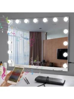 Fenchilin Large Hollywood Lighted Makeup Vanity Mirror With 15 Dimmable LED Bulbs And Bluetooth Speaker For Dressing Room And Bedroom Or Wall-Mounted -Lighting Specialty Store GUEST 740c74ec 1c44 4754 9351 02c1000fefed