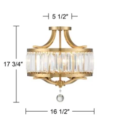 Vienna Full Spectrum Prava Modern Ceiling Light Semi Flush Mount Fixture 16 1/2" Wide Warm Brass 4-Light Crystal Drum For Bedroom Kitchen Living Room -Lighting Specialty Store GUEST 7495e649 f8f4 4455 9782 b4a3fe85cf9f