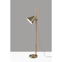 Bryn Floor Lamp Natural Rubberwood Antique Brass - Adesso -Lighting Specialty Store GUEST 7577263c cf12 444f 88d7 08d83fd899b4
