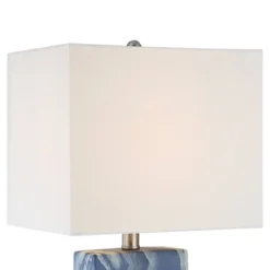 360 Lighting Connie Modern Table Lamps 25" High Set Of 2 Blue Faux Marble With USB Charging Port Table Top Dimmers White Shade For Bedroom Office Desk -Lighting Specialty Store GUEST 79ffbcfa aa17 434a b4be a365c11da786