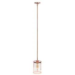 1-Light 9.25" Modern Farmhouse Adjustable Hanging Cylindrical Clear Glass Pendant Fixture With Metal Accent - Lalia Home -Lighting Specialty Store GUEST 7b7ab915 c7b6 439b a80d fa6140293052