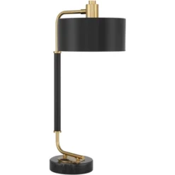 Possini Euro Design Myles Modern Mid Century Desk Lamp 24" High Black Gold With Dual USB Charging Ports Metal Drum Shade For Bedroom Living Room Home -Lighting Specialty Store GUEST 7b904ada 75da 43f9 a091 7aa614810f4f