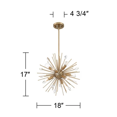 Possini Euro Design Janae Warm Gold Sputnik Chandelier 18" Wide Modern Crystal 9-Light Fixture For Dining Room House Foyer Kitchen Island Entryway 8 Possini Euro Design Janae Warm Gold Sputnik Chandelier 18" Wide Modern Crystal 9-Light Fixture For Dining Room House Foyer Kitchen Island Entryway - Image 6