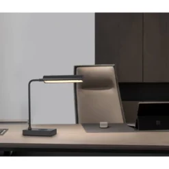 17.5" Metal LED Desk Lamp With Wireless Charging Gray (Includes LED Light Bulb) - Cal Lighting