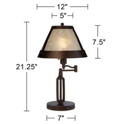 Franklin Iron Works Samuel Industrial Desk Lamps 21 1/4" High Set Of 2 Bronze Swing Arm With USB Charging Port Natural Mica Shade For Living Room Home -Lighting Specialty Store GUEST 8246ff58 8970 4ed8 84de cc74c2ec4966