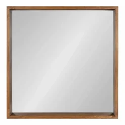 30" X 30" Hutton Square Wall Mirror Rustic Brown - Kate & Laurel All Things Decor