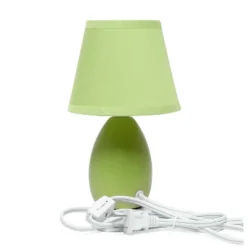 9.45" Petite Ceramic Oblong Bedside Table Desk Lamp With Matching Tapered Drum Shade Green - Creekwood Home -Lighting Specialty Store GUEST 855e2c9e 07e6 4555 86b6 2db4355366e2