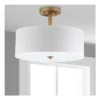 11.3" Clara 3 Light Semi Flush Drum Light Gold - Safavieh -Lighting Specialty Store GUEST 856679a7 b661 46fd 9b33 32e695461528