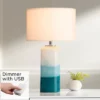 Possini Euro Design Modern Table Lamp With USB Charging Port And Nightlight LED 25" High Blue Art Glass White Shade For Bedroom Desk (Color May Vary) -Lighting Specialty Store GUEST 85765ccb daac 4255 8494 760ad77fd2c0