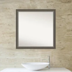 29" X 29" Non-Beveled Domus Wood Bathroom Wall Mirror Dark Silver - Amanti Art -Lighting Specialty Store GUEST 879c8dca b39c 44e5 bb3c 78a2669ae0f8