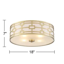 Stiffel Modern Art Deco Ceiling Light Flush Mount Fixture Gold 18" Wide Open Grid Fabric Drum Shade Bedroom Kitchen -Lighting Specialty Store GUEST 8945853b 9ee4 4be0 bb6c 0ad0db490c4a