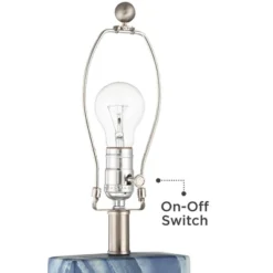 360 Lighting Connie Modern Table Lamps 25" High Set Of 2 Blue Faux Marble With USB Charging Port Table Top Dimmers White Shade For Bedroom Office Desk -Lighting Specialty Store GUEST 8cb27fda b11e 408c 9fe7 b4091af2c21b