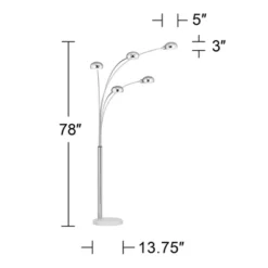Possini Euro Design Infini Mid Century Modern Arc Floor Lamp 78" Tall Chrome 5 Light Swivel Dome Shades For Living Room Reading Bedroom Office House -Lighting Specialty Store GUEST 8e1a5ee4 40b4 4393 a59b 99fcb475dfec