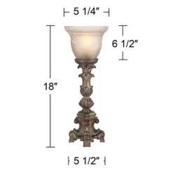 Regency Hill French LED Uplight Desk Table Lamp 18" High Beige Wash Candlestick Alabaster Glass Shade For Bedroom Bedside Office -Lighting Specialty Store GUEST 910fafbb 020c 4662 aaae 061aa96e0b35