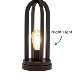 360 Lighting Marcel Industrial Table Lamps 24 1/4" High Set Of 2 Black Metal With USB Port LED Nightlight Peanut Shade For Bedroom Living Room Desk -Lighting Specialty Store GUEST 939f96df 1631 4b7a b9ae a792383a37c5