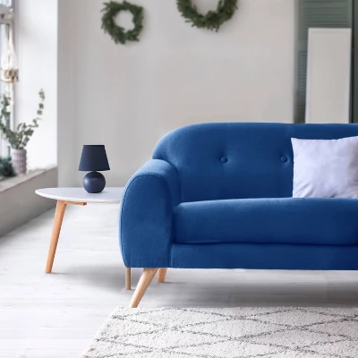 8.66" Petite Ceramic Orb Base Bedside Table Desk Lamp With Matching Tapered Drum Fabric Shade Blue - Creekwood Home 7 8.66" Petite Ceramic Orb Base Bedside Table Desk Lamp With Matching Tapered Drum Fabric Shade Blue - Creekwood Home - Image 5