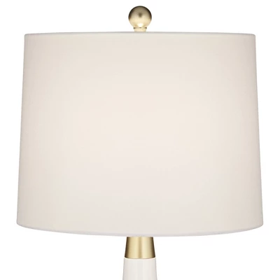 360 Lighting Nesbit Modern Mid Century Table Lamps 25" High Set Of 2 White Ceramic With USB Charging Port Drum Shade For Bedroom Living Room Bedside 8 360 Lighting Nesbit Modern Mid Century Table Lamps 25" High Set Of 2 White Ceramic With USB Charging Port Drum Shade For Bedroom Living Room Bedside - Image 6