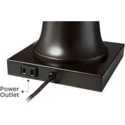 Regency Hill Hadley Industrial Table Lamps Set Of 2 26" High Bronze With AC Power Outlet Ivory Pleat Shade For Bedroom Living Room Bedside Office Desk -Lighting Specialty Store GUEST 95015d7e 881a 4ad1 94a2 f4002289044f