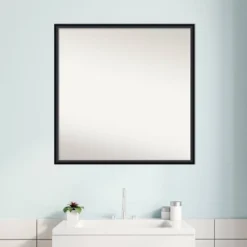 27" X 27" Non-Beveled Lucie Wood Bathroom Wall Mirror Black - Amanti Art -Lighting Specialty Store GUEST 95a6bedf 7f70 472d 93da ac6d86b77cc9