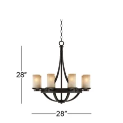 Franklin Iron Works Sperry Bronze Chandelier 28" Wide Rustic Farmhouse Cylinder Scavo Glass Shade 8-Light Fixture For Dining Room House Kitchen Island -Lighting Specialty Store GUEST 95fcc86a 0bef 4013 9c02 aeb6ca9f16fa