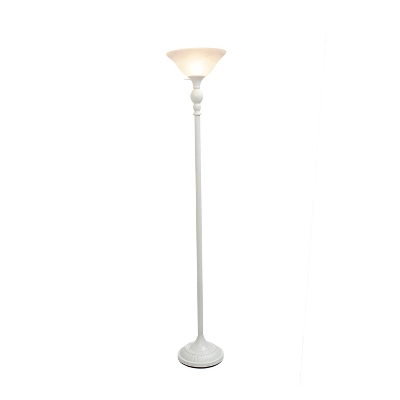 1-Light Classic Torchiere Floor Lamp With Marbleized Glass Shade White - Lalia Home 3 1-Light Classic Torchiere Floor Lamp With Marbleized Glass Shade White - Lalia Home