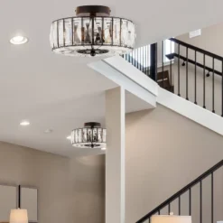 11.5" Crystalline Semi-Flush Mount Pendant Clear - River Of Goods -Lighting Specialty Store GUEST 9a8b09a2 05d0 445c 9c39 02e7e13232f3