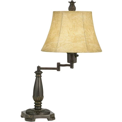 Regency Hill Traditional Swing Arm Desk Table Lamps 22.5" High Set Of 2 Bronze Faux Leather Shade For Living Room Bedroom Nightstand Office 7 Regency Hill Traditional Swing Arm Desk Table Lamps 22.5" High Set Of 2 Bronze Faux Leather Shade For Living Room Bedroom Nightstand Office - Image 5