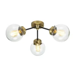24.5" Mid-Century Glass Globe Flushmount Fixture Ceiling Light (Includes LED Light Bulb) Black/Brass - Cresswell Lighting -Lighting Specialty Store GUEST 9d96ba91 1973 47b3 a158 c50e09200c19