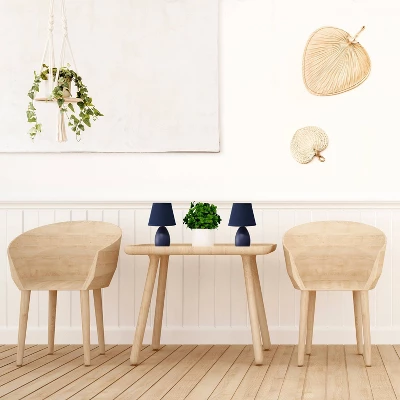 9.45" 2pk Petite Ceramic Oblong Bedside Table Desk Lamps With Matching Tapered Drum Shade Blue - Creekwood Home 8 9.45" 2pk Petite Ceramic Oblong Bedside Table Desk Lamps With Matching Tapered Drum Shade Blue - Creekwood Home - Image 6