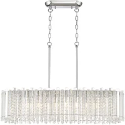 Possini Euro Design Mirabell Chrome Linear Island Pendant Chandelier 34" Wide Modern LED Clear Glass Crystal 6-Light Fixture For Dining Room Kitchen -Lighting Specialty Store GUEST a06855f6 6b6f 4844 9d9b 268029fc375e
