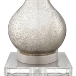 360 Lighting Ledger Modern Accent Table Lamps Set Of 2 With Square Risers 22 3/4" High Mercury Glass USB Port Dimmers Off-White Shade For Office Desk -Lighting Specialty Store GUEST a10dd7ab deb1 45b9 a69c 8ec04500fd3e