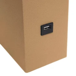 21" Lexington Leather Base Modern Home Decor Bedside Table Lamp With USB Charging Port And Fabric Shade - Lalia Home -Lighting Specialty Store GUEST a118a878 1c8f 48a7 9ab3 8a093b7f0977