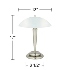 360 Lighting Deco Modern Accent Table Lamp 17" High Brushed Steel Touch On Off White Glass Dome Shade For Bedroom Bedside Nightstand Office Family -Lighting Specialty Store GUEST a14d70b2 4bc8 4819 97eb c87ec392f7f2