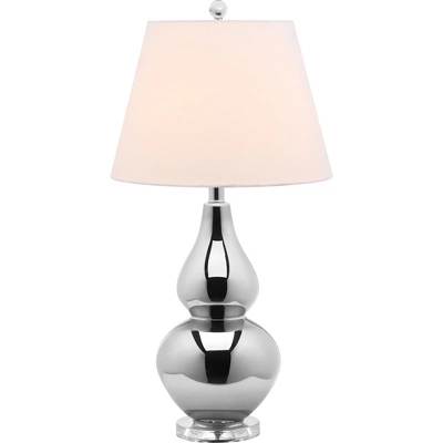 26" Cybil Double Gourd Lamp Silver (Includes CFL Light Bulb) - Safavieh 3 26" Cybil Double Gourd Lamp Silver (Includes CFL Light Bulb) - Safavieh