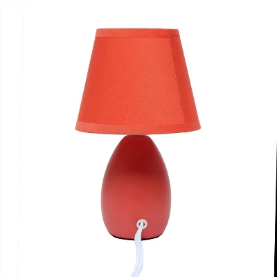9.45" 2pk Petite Ceramic Oblong Bedside Table Desk Lamps With Matching Tapered Drum Shade Orange - Creekwood Home 5 9.45" 2pk Petite Ceramic Oblong Bedside Table Desk Lamps With Matching Tapered Drum Shade Orange - Creekwood Home - Image 3