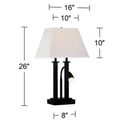 Possini Euro Design Deacon Modern Desk Table Lamp 26" High Black With USB And AC Power Outlet In Base LED Reading Light Oatmeal Shade For Office Desk -Lighting Specialty Store GUEST a6d1edee 17a8 43de 955b 07fabb9825c0