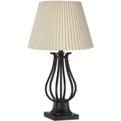 Regency Hill Hadley Industrial Table Lamps Set Of 2 26" High Bronze With AC Power Outlet Ivory Pleat Shade For Bedroom Living Room Bedside Office Desk -Lighting Specialty Store GUEST a6ed12f0 5b50 4ee2 a416 89f9f2679873