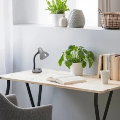 14.25" Traditional Fundamental Metal Desk Task Lamp And Bowl Shaped Shade With Flexi Gooseneck Gray - Creekwood Home -Lighting Specialty Store GUEST a778f7b5 9b7e 4579 80fb 82cd13ffb2d4