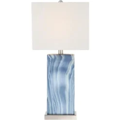 360 Lighting Connie Modern Table Lamps 25" High Set Of 2 Blue Faux Marble With USB Charging Port Table Top Dimmers White Shade For Bedroom Office Desk -Lighting Specialty Store GUEST a950faa6 056a 46be 9811 86795f4bb7e4