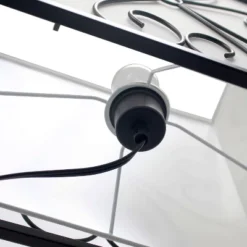 Etagere Organizer Wood Accented Storage Shelf And Wine Rack With Linen Shade Floor Lamp Black - Elegant Designs -Lighting Specialty Store GUEST a99b9a83 6ff0 463a 952b 2563016b8375