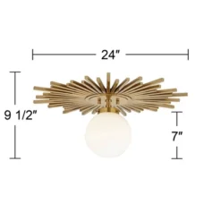 Possini Euro Design Hazel Modern Ceiling Light Semi Flush Mount Fixture 24" Wide Warm Brass White Globe Shade For Bedroom Kitchen Living Room Hallway -Lighting Specialty Store GUEST abd1820f 6891 4ab0 a543 8a21515dfd36