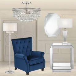 Vienna Full Spectrum Wohlfurst Modern Ceiling Light Semi Flush Mount Fixture 16" Wide Brushed Nickel 3-Light Clear Crystal For Bedroom Living Room -Lighting Specialty Store GUEST ad3a9b3e eb6d 4f10 9b48 ab96a24ff17e