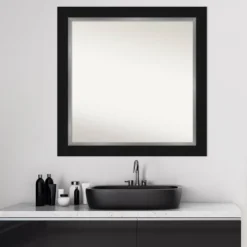 32" X 32" Non-Beveled Eva Bathroom Wall Mirror Black - Amanti Art -Lighting Specialty Store GUEST ad8f0c16 2140 4529 8e24 e2a3ce3756d9