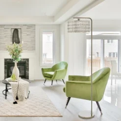 61.5" Quigley Silver Drum Shade Floor Lamp - River Of Goods -Lighting Specialty Store GUEST addfda99 31d6 4699 afcc f4d4886631b4